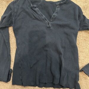 Brandy Melville Gray Long Sleeve Polo Top